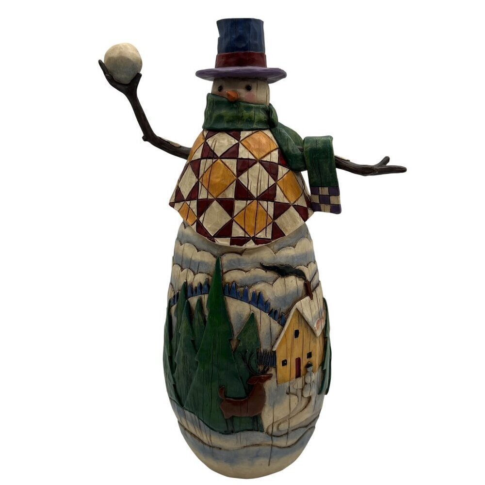 Jim Shore SIGNED 2004 Collectors Heartwood Creek 12" Winter Mischief Snowman